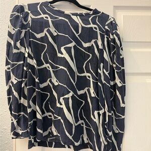 Joie Navy and White Abstract Blouse